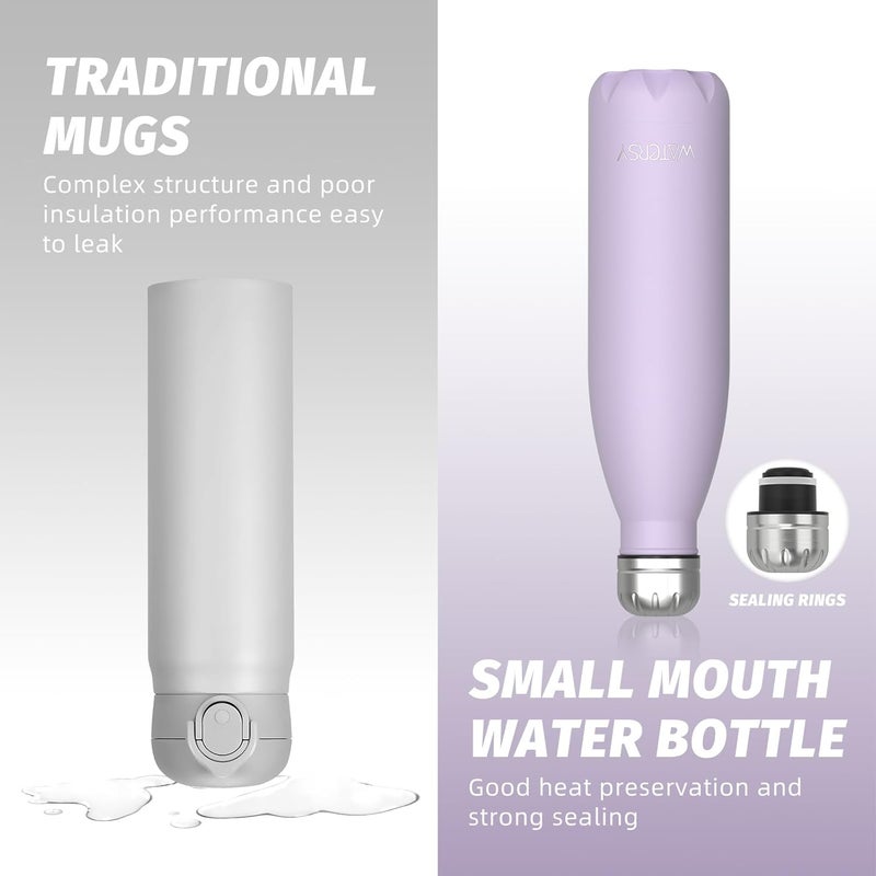 WATERSY Stainless Steel water bottles,17oz/500ml Insulated Water Bottles,Purple metal water bottle Keeps Drink Cold and Hot,BPA Free kids water bottles for School,Gym,Travel,Sports - Image 4